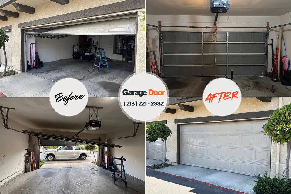 Before and after: garage door repair Port Jefferson, NY
